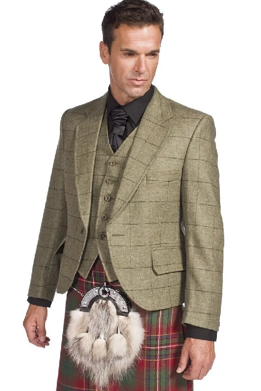 Women’s wrap-around jackets for chic look -Luxury Estate Tweed Kilt Jacket with 5 Button Waistcoat Made to Order