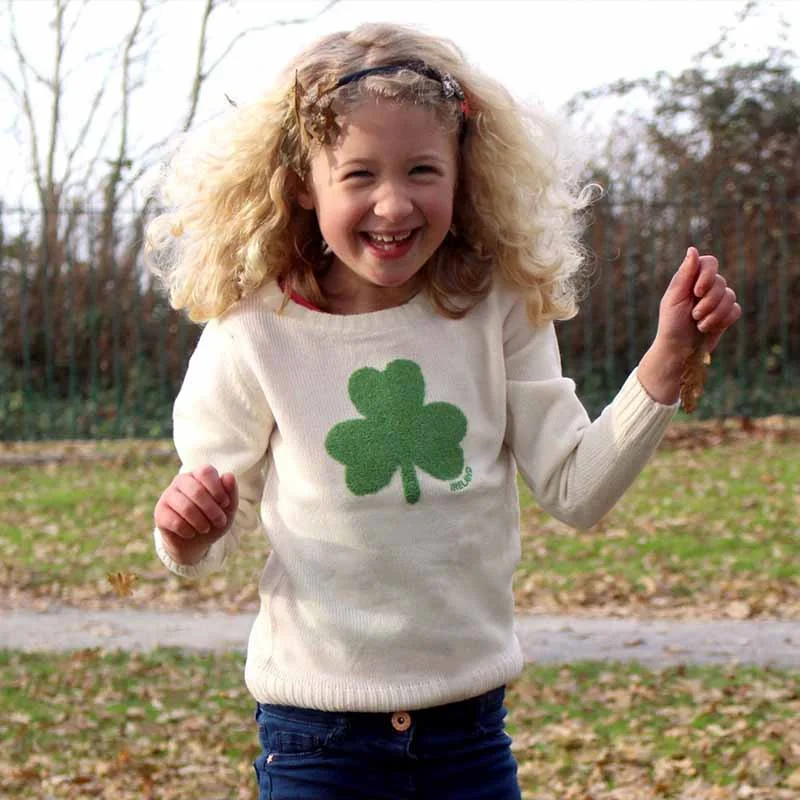 Women’s zip-up tops for active wear -Child's Irish Sweater with Shamrock Design