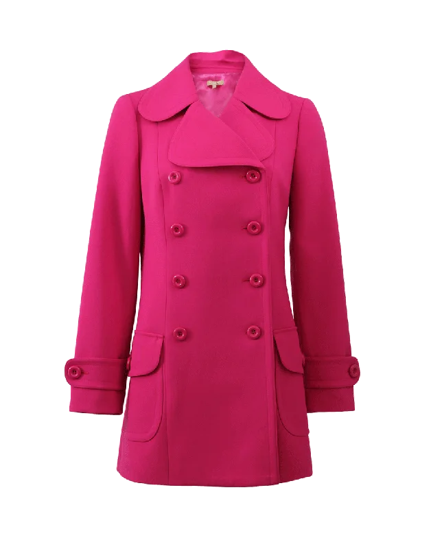 Women’s high-neck coats for extra coverage -Flap Pocket Pea Coat