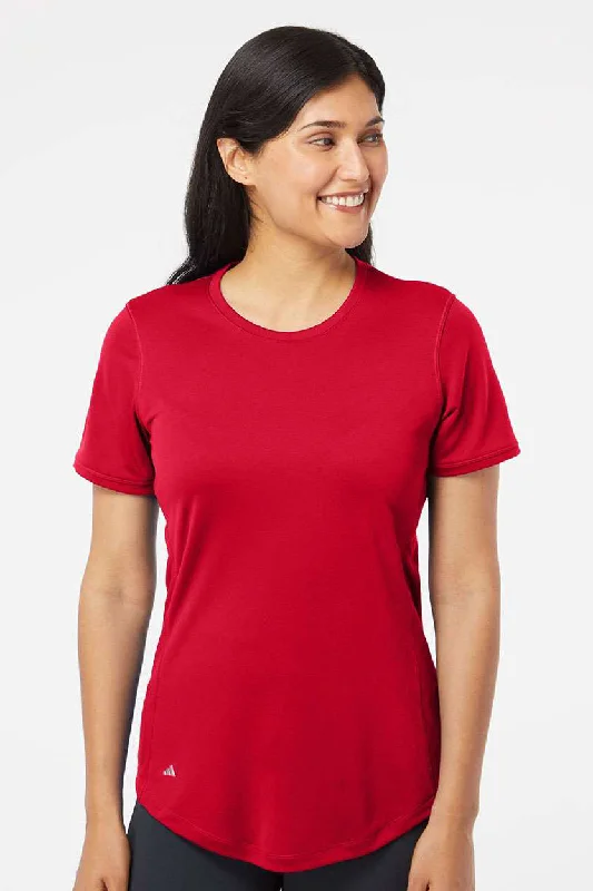 Women’s zip-up hoodies for cozy comfort -Adidas Womens UPF 50+ Short Sleeve Crewneck T-Shirt - Power Red