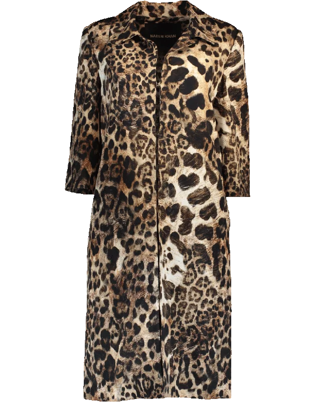 Women’s spring jackets for transitional style -Animal Print Coat