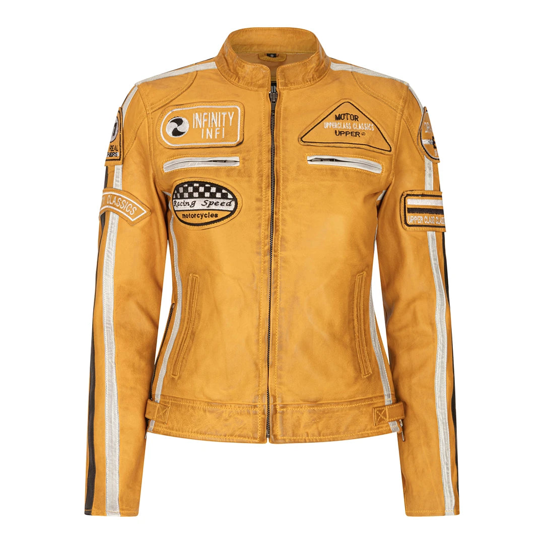 Women’s sport jackets for active wear -Women's Leather Motorcycle Biker Jacket