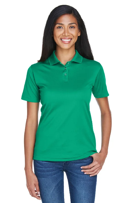 Women’s v-neck tops for casual elegance -UltraClub Womens Cool & Dry Moisture Wicking Short Sleeve Polo Shirt - Kelly Green - Closeout