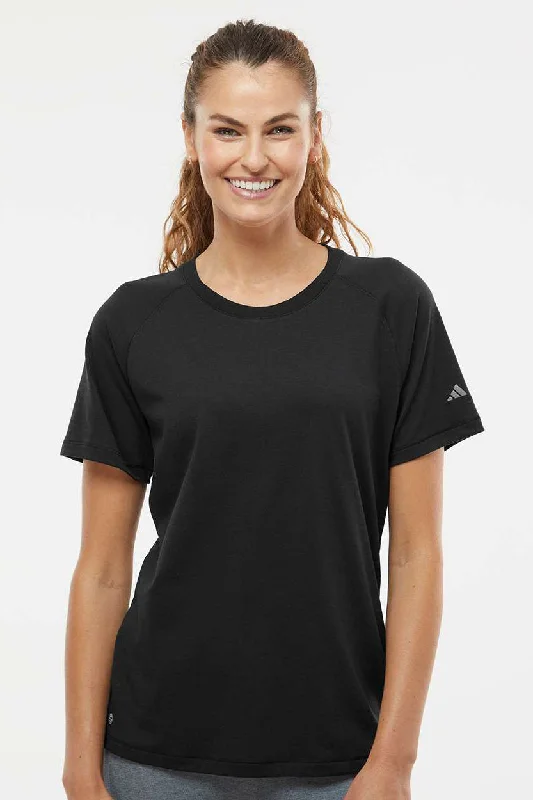 Women’s ribbed tops for textured style -Adidas Womens Short Sleeve Crewneck T-Shirt - Black