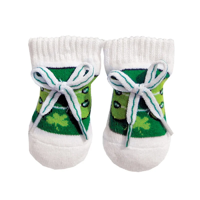 Women’s floral kimono tops for boho style -Irish Shamrock Baby Knit Boots in White and Green