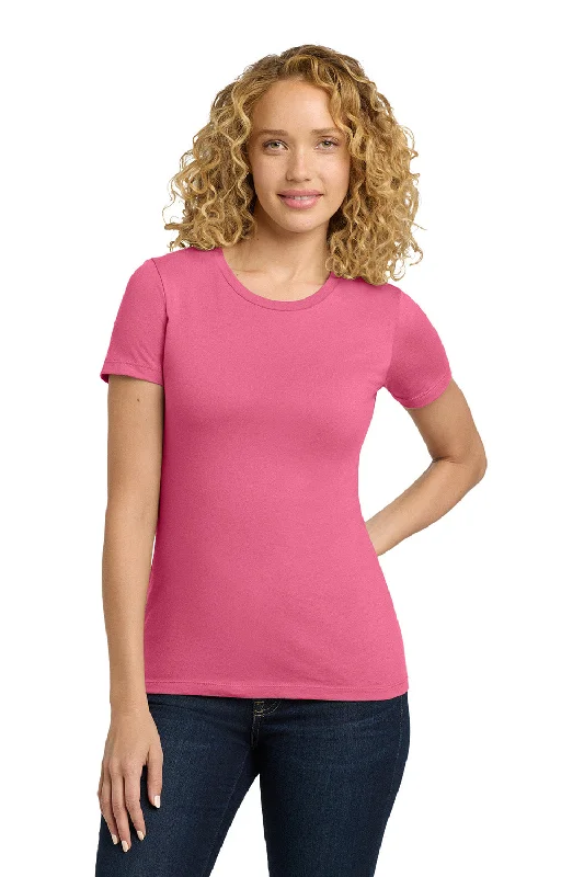 Women’s satin tops for luxurious texture -Next Level Womens Boyfriend Fine Jersey Short Sleeve Crewneck T-Shirt - Hot Pink