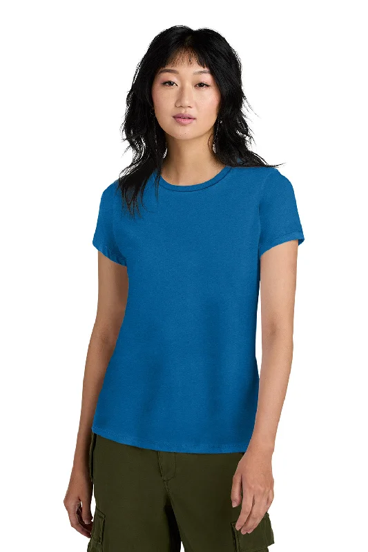 Women’s chiffon tops for light and airy feel -District Womens Perfect Weight Short Sleeve Crewneck T-Shirt - Bright Blue