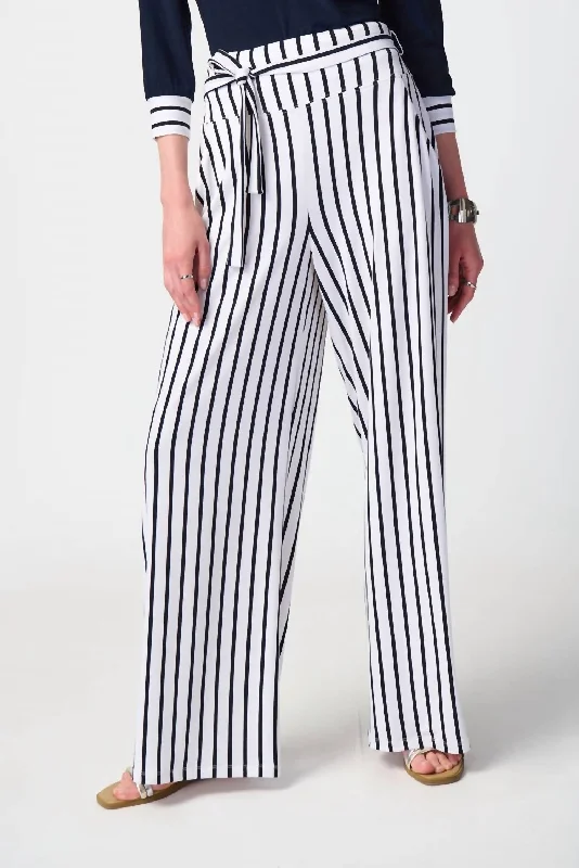 Women’s ruffle dresses for feminine flair -Women’s harem pants for relaxed fit -Striped Jersey Pant In Vanilla/navy