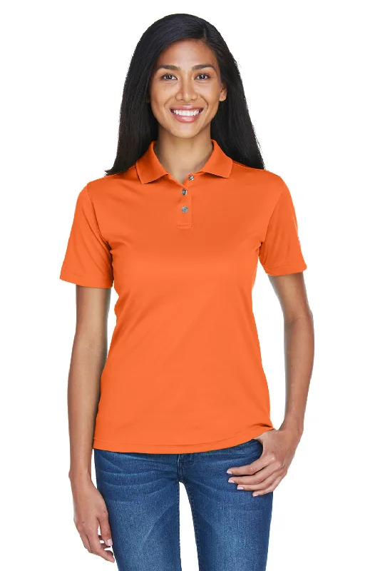 Women’s long-sleeve tops for cooler days -UltraClub Womens Cool & Dry Moisture Wicking Short Sleeve Polo Shirt - Orange - Closeout