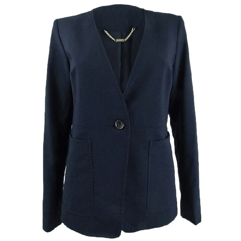 Women’s down jackets for lightweight warmth -DKNY Women's Collarless One-Button Blazer