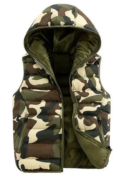 Women’s faux leather jackets for stylish look -Mens & women Spring Autumn clothing fashion casual vest Men camouflage vests Men Down sleeveless jacket waistcoat