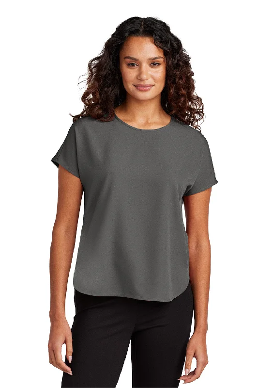 Women’s puff sleeve blouses for dramatic effect -Mercer+Mettle Womens Stretch Crepe Short Sleeve Crewneck - Anchor Grey - New