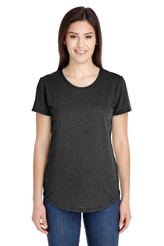 Women’s mock neck tops for chic warmth -Gildan Womens Short Sleeve Crewneck T-Shirt - Heather Dark Grey - Closeout