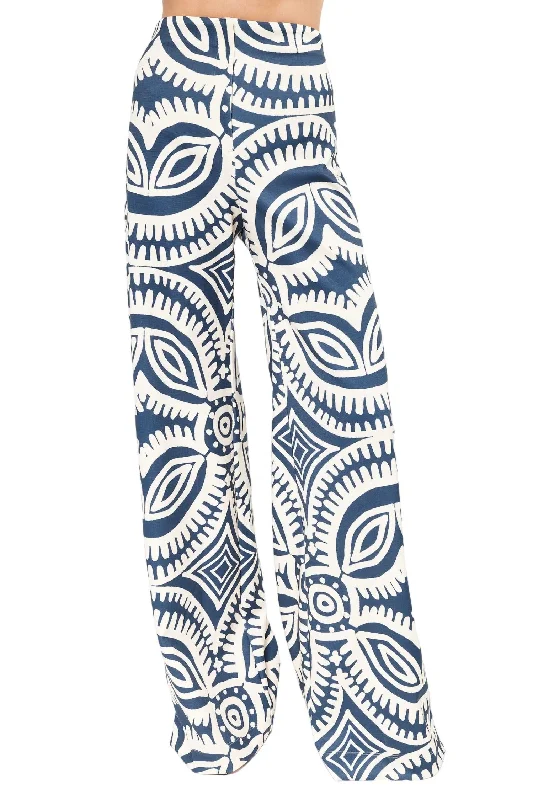 Women’s A-line dresses for flattering shape -Women’s wide-leg trousers for formal occasions -Balboa Pants In Blue Tribal Motif