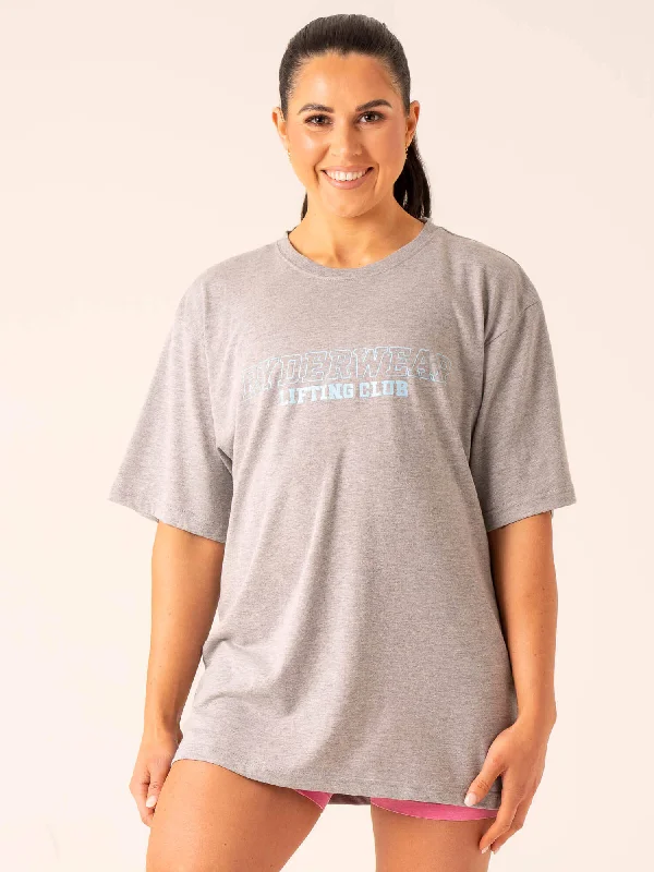 Women’s hoodie tops for sporty style -Lifting Club T-Shirt - Grey Marl