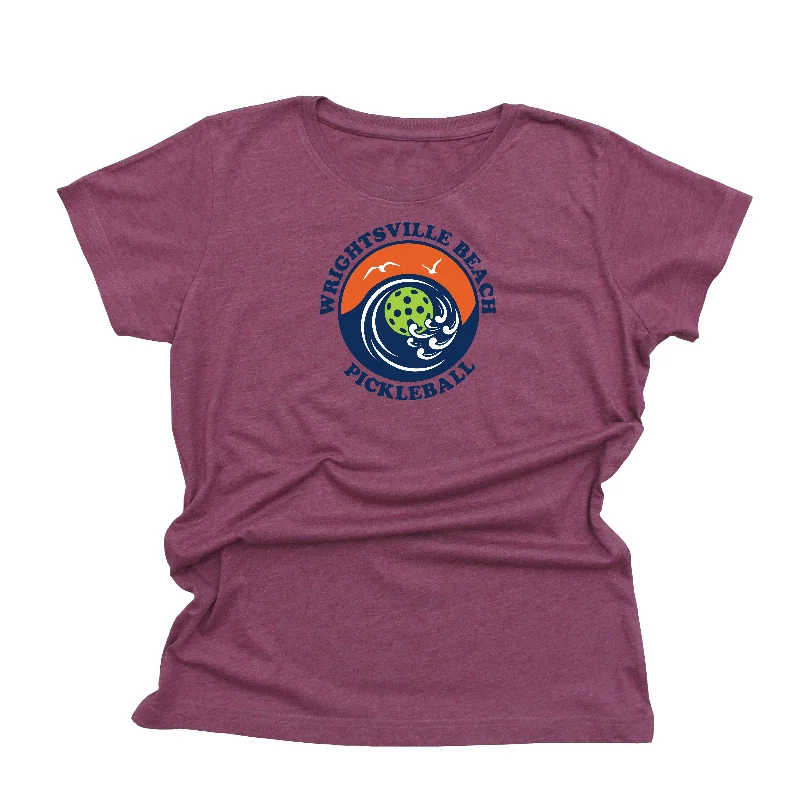 Women’s fitted tops for modern look -Wrightsville Beach Pickleball Ladies Vintage Casual Cotton Blend T-Shirt - Front Logo