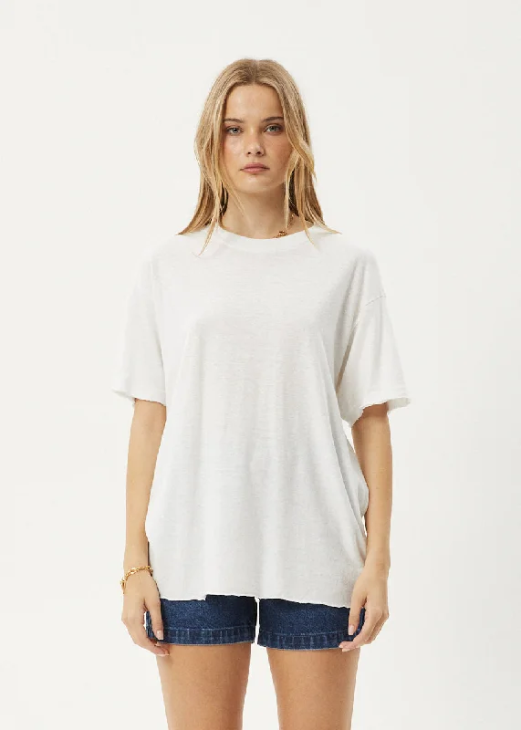 Women’s lace-up tops for edgy vibe -AFENDS Womens Slay - Oversized Tee - White