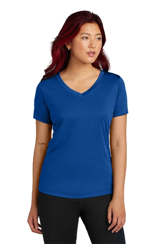 Women’s relaxed fit tops for everyday wear -Sport-Tek Womens Competitor Moisture Wicking Short Sleeve V-Neck T-Shirt - True Royal Blue