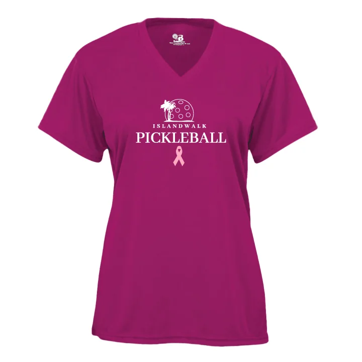 Women’s chiffon tops for light and airy feel -Special Edition Breast Cancer Islandwalk Pickleball Ladies Performance T-Shirt