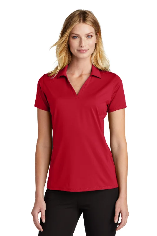 Women’s cold-shoulder tops for trendy fashion -Port Authority Womens Staff Performance Moisture Wicking Short Sleeve Polo Shirt - Engine Red