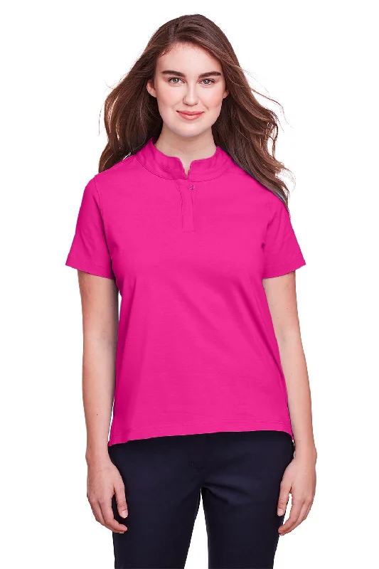 Women’s printed tops for bold fashion -UltraClub Womens Lakeshore Performance Moisture Wicking Short Sleeve Polo Shirt - Heliconia Pink