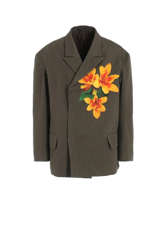 Women’s cropped blazers for modern look -FLOWER PRINT JACKET "LILY"