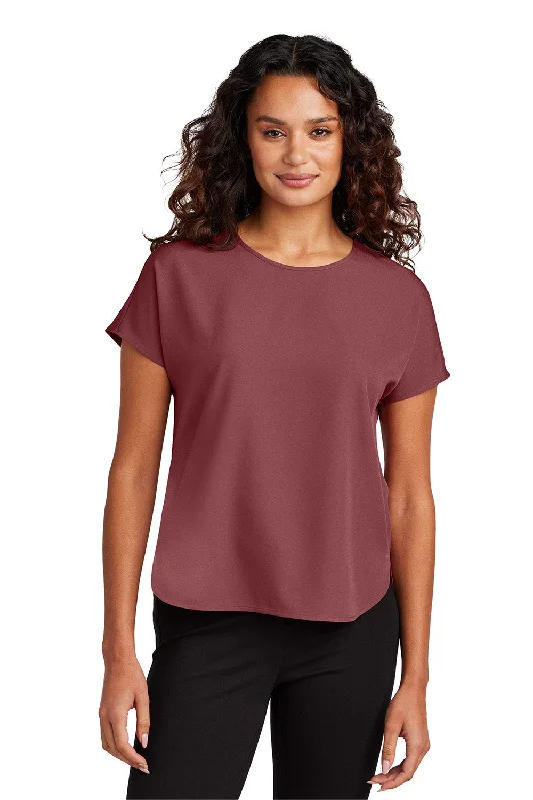 Women’s plaid tops for classic look -Mercer+Mettle Womens Stretch Crepe Short Sleeve Crewneck - Rosewood - New