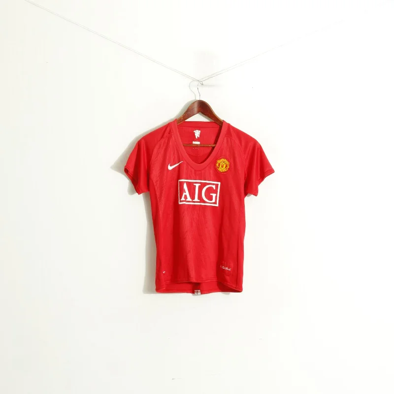 Women’s one-shoulder tops for trendy look -Nike Manchester United Women L Shirt Red Football V Neck Sportwear Jersey Top