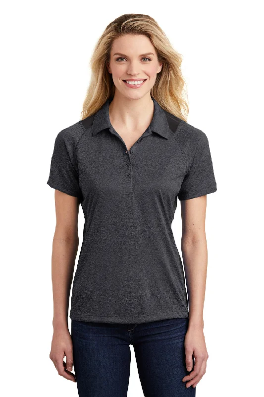 Women’s fitted blouse for office wear -Sport-Tek Womens Heather Contender Moisture Wicking Short Sleeve Polo Shirt - Heather Graphite Grey/Black