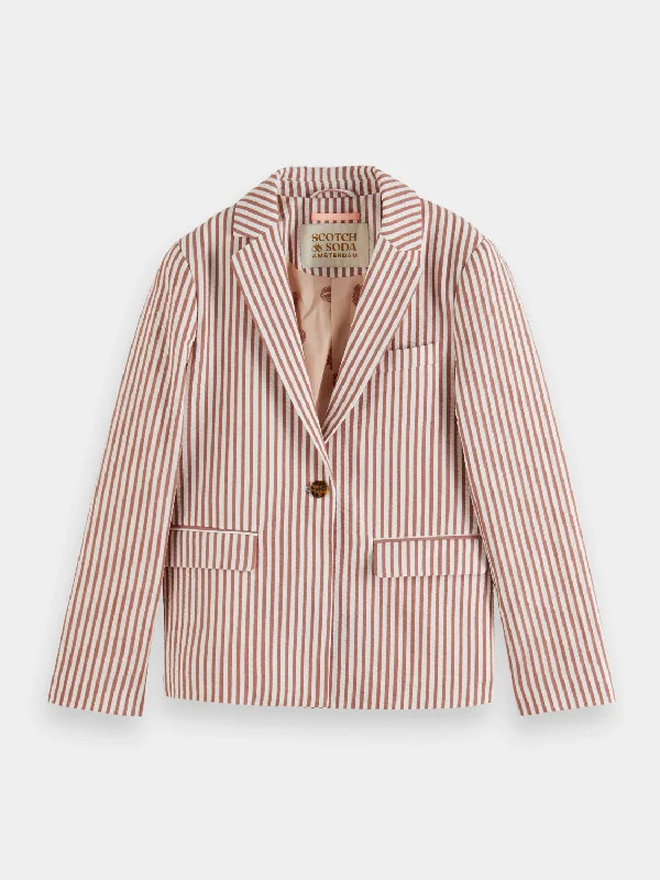 Women’s casual blazers for laid-back office wear -Kids - Single-breasted stripe seersucker blazer