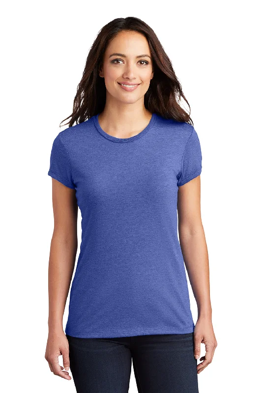 Women’s tank tops for summer comfort -District Womens Fitted Perfect Tri Short Sleeve Crewneck T-Shirt - Royal Blue Frost