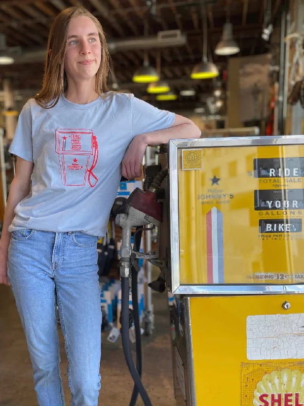 Women’s long-sleeve tops for cooler days -MJ's Gas Pump T-Shirt