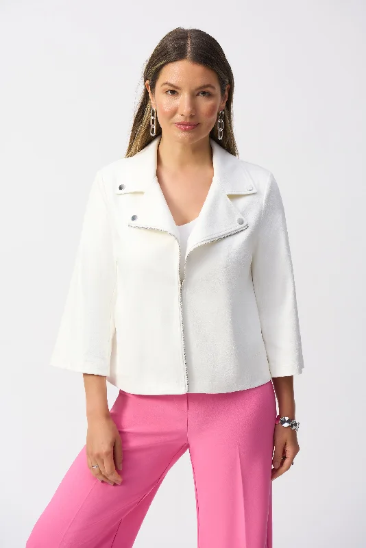 Women’s moto-style jackets for bold fashion -Joseph Ribkoff - Foiled Faux Suede Swing Jacket