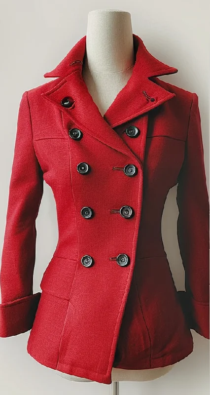 Women’s athletic jackets for sportswear look -Women Stylish Red Fabric Coat