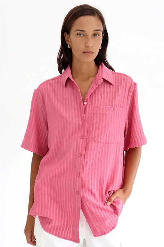 Women’s patchwork tops for eclectic fashion -BLANCA Womens Paris Shirt Pink