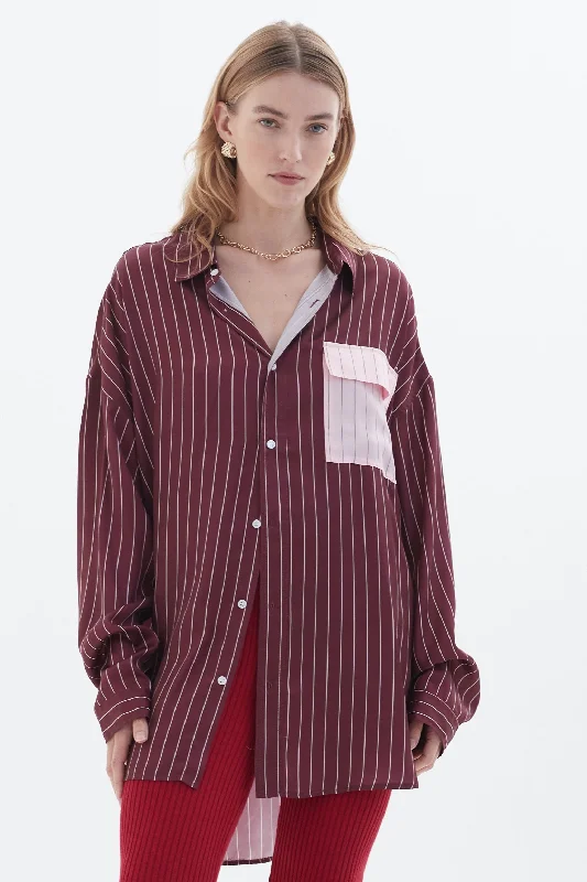 Women’s oversized t-shirts for relaxed fashion -BLANCA Womens Felicia Shirt Burgundy / Pink