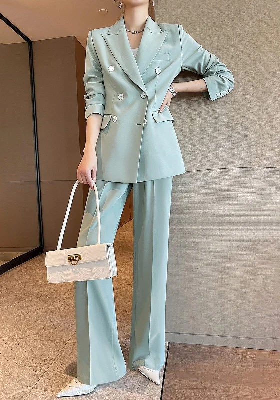 Women’s trench coats for rainy weather -Double Breasted Blazer & Wide Leg Pants Two-Piece Set