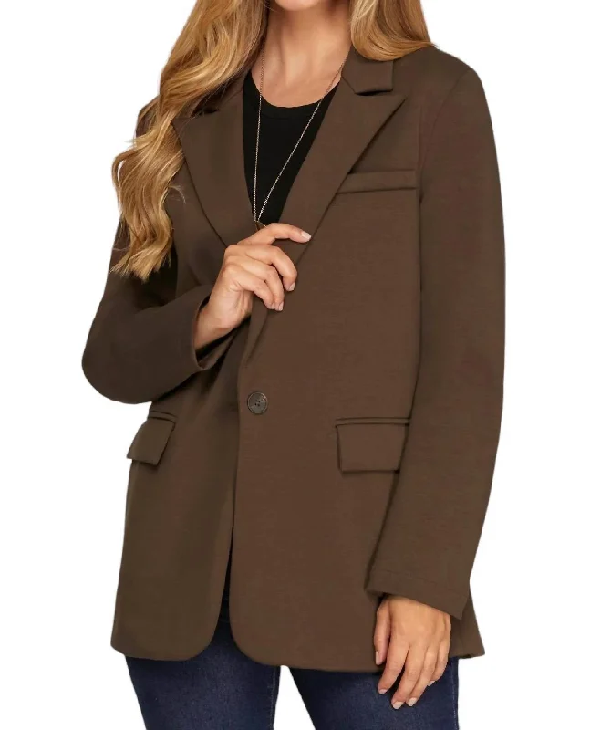 Women’s fleece jackets for cozy layers -More Of You Blazer In Chocolate Brown