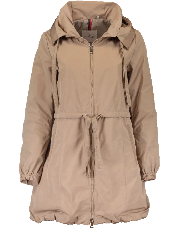 Women’s knit jackets for textured warmth -Topaze Drawstring Rain Coat