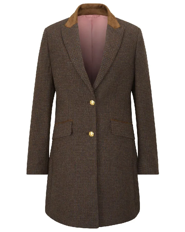 Women’s fleece zip-up jackets for outdoor wear -Alan Paine Surrey Mid-Thigh Tweed Coat