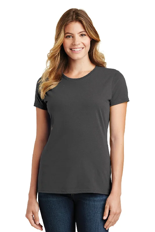 Women’s ribbed tops for textured style -Port & Company Womens Fan Favorite Short Sleeve Crewneck T-Shirt - Charcoal Grey