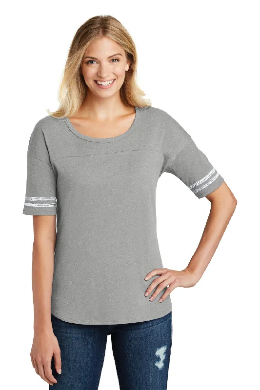 Women’s crop tops for trendy style -District Womens Scorecard Short Sleeve Crewneck T-Shirt - Heather Nickel Grey/White - Closeout