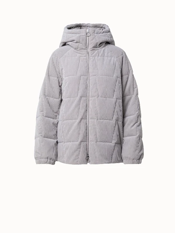 Women’s sporty rain jackets for outdoor fun -Cotton Cashmere Corduroy Quilted Trapezoid Jacket