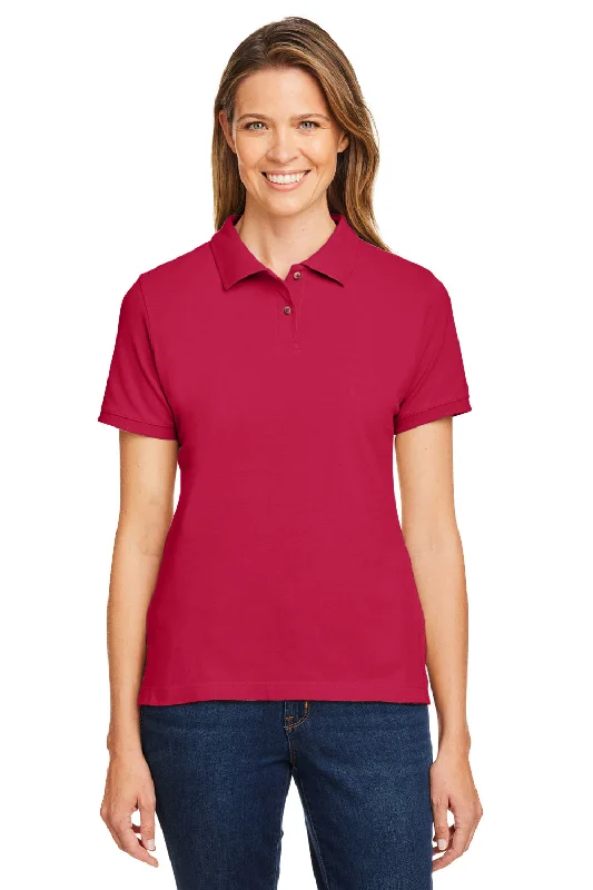 Women’s sweatshirt tops for casual outfits -Harriton Womens Short Sleeve Polo Shirt - Red