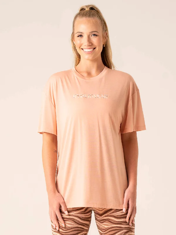 Women’s halter neck tops for elegant touch -Unstoppable Oversized T-Shirt - Peach