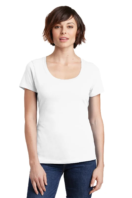 Women’s wrap tops for stylish fit -District Womens Perfect Weight Short Sleeve Scoop Neck T-Shirt - Bright White - Closeout