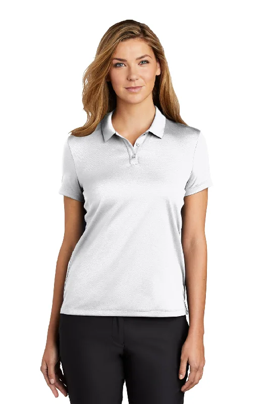 Women’s oversized tops for relaxed fit -Nike Womens Essential Dri-Fit Moisture Wicking Short Sleeve Polo Shirt - White