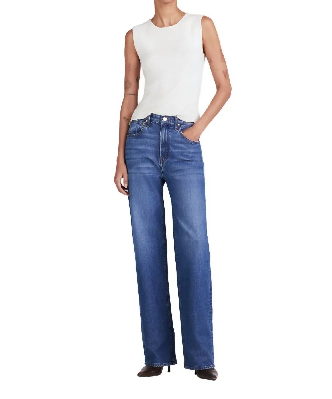 Women’s high-low dresses for dramatic effect -Women’s tailored pants for sleek fit -Faye High Rise Tailored Wide Leg Jeans In Mercer