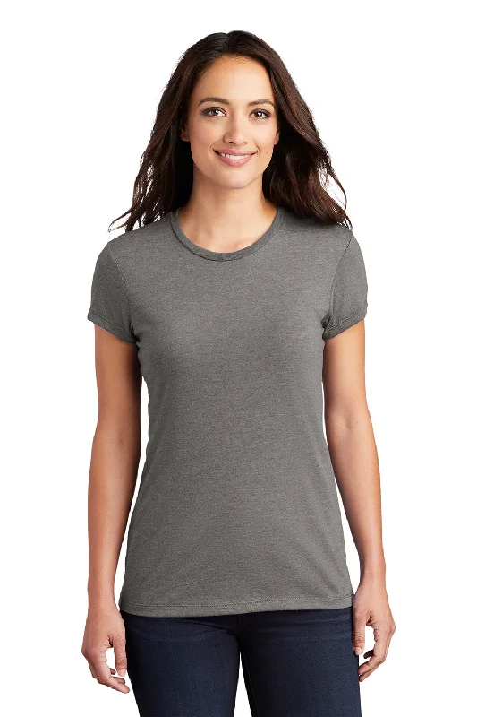 Women’s turtleneck tops for cool weather -District Womens Fitted Perfect Tri Short Sleeve Crewneck T-Shirt - Grey Frost