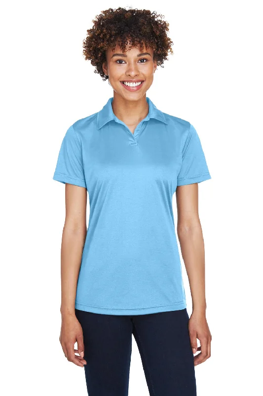 Women’s blouses for workwear elegance -UltraClub Womens Cool & Dry Performance Moisture Wicking Short Sleeve Polo Shirt - Columbia Blue